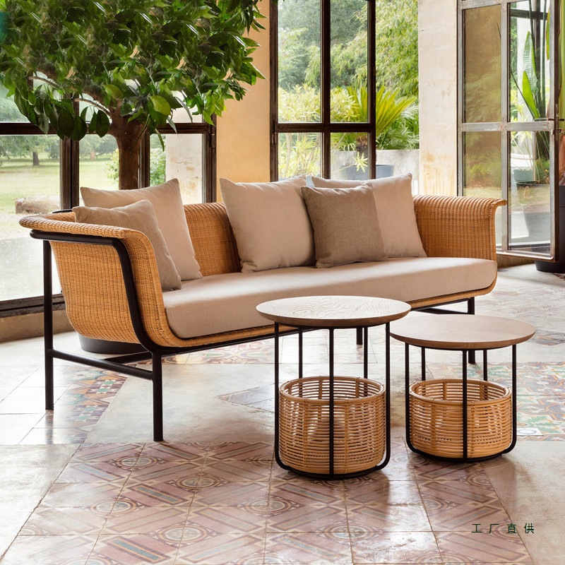 Outdoor Furniture Set Sale - Outdoor rattan chair three-piece set courtyard