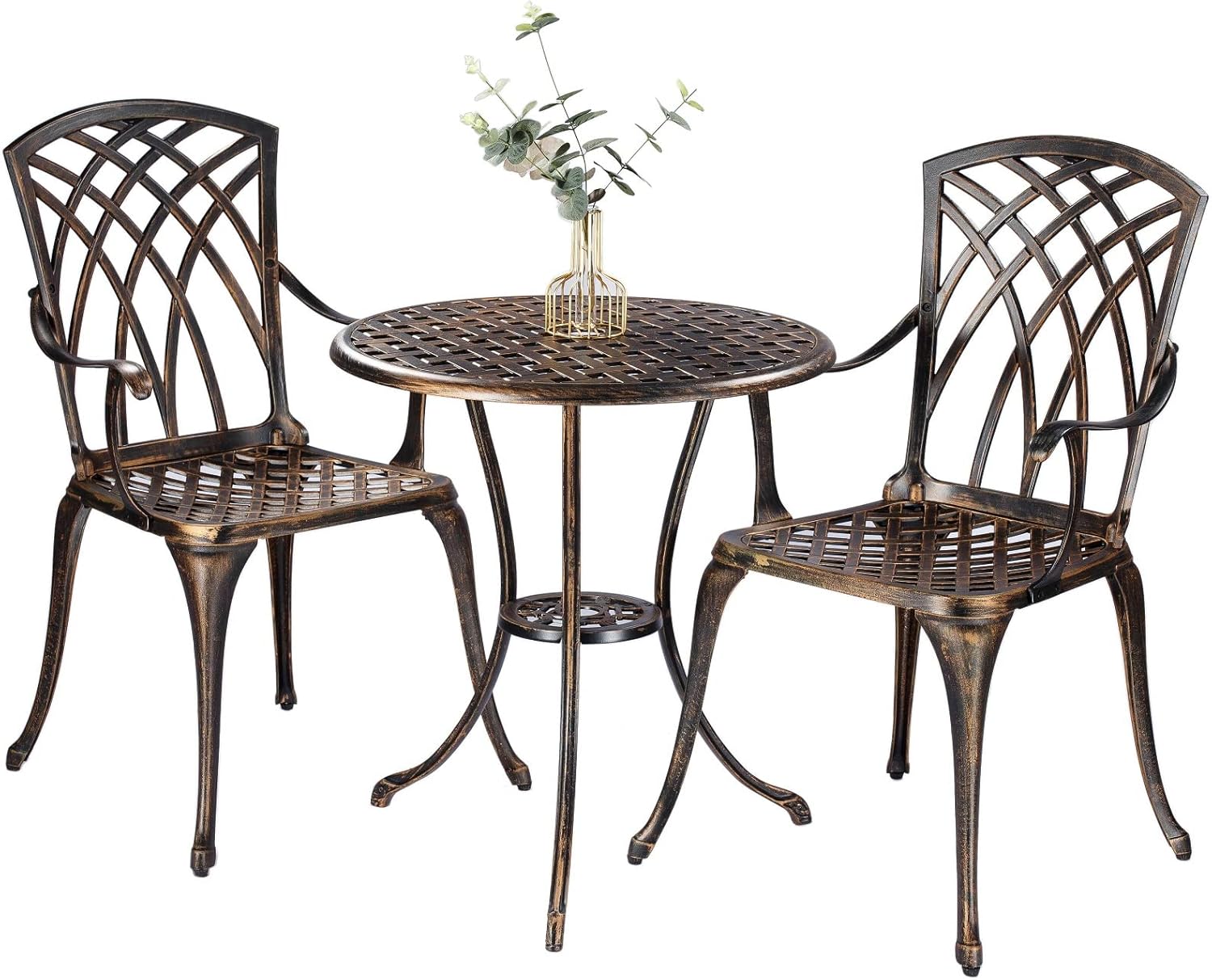 Outdoor Furniture Table - Bronze rust-resistant cast aluminum 3-piece outdoor
