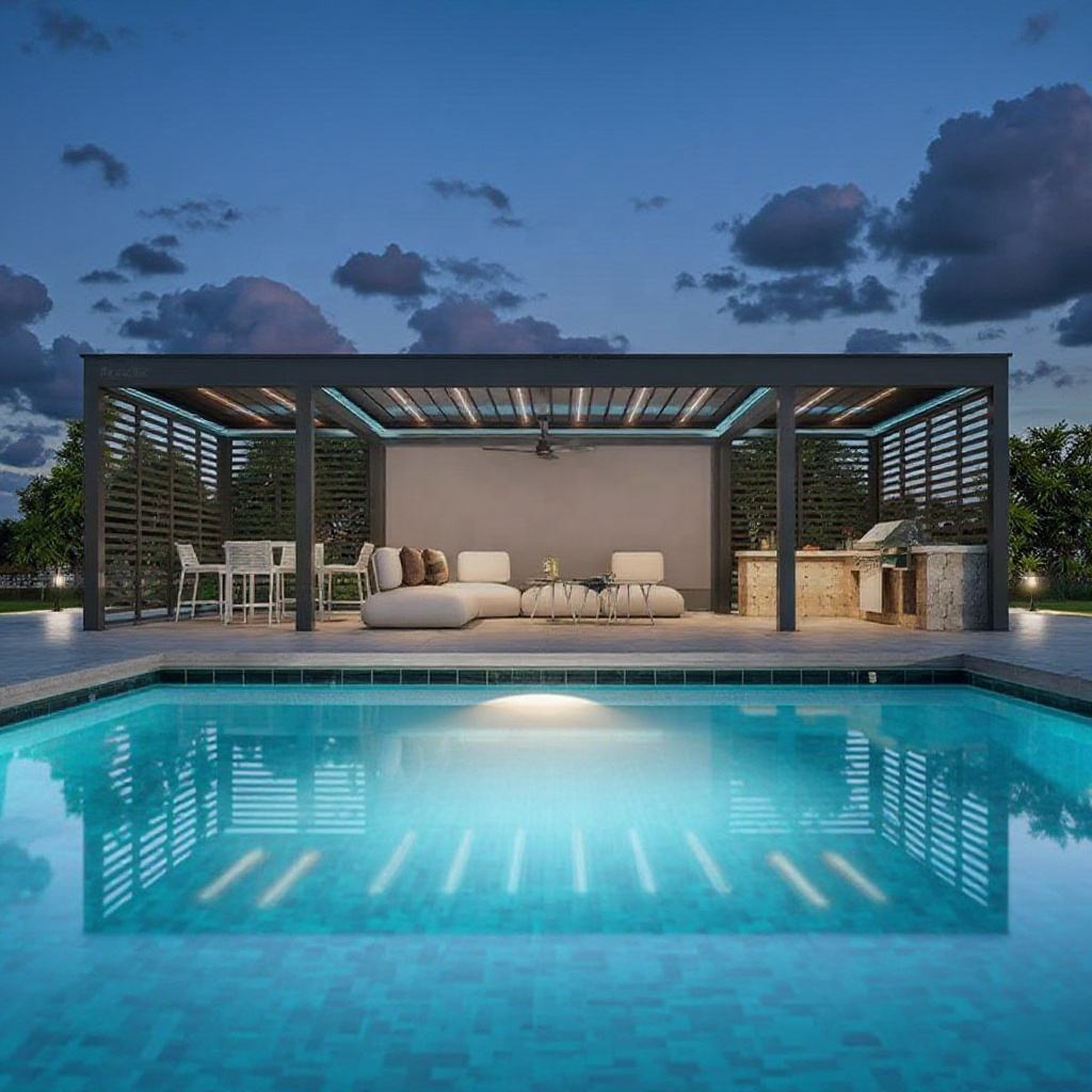 Outdoor Furniture For Pool - Various Sizes Aluminum Alloy Rectangular Pergola