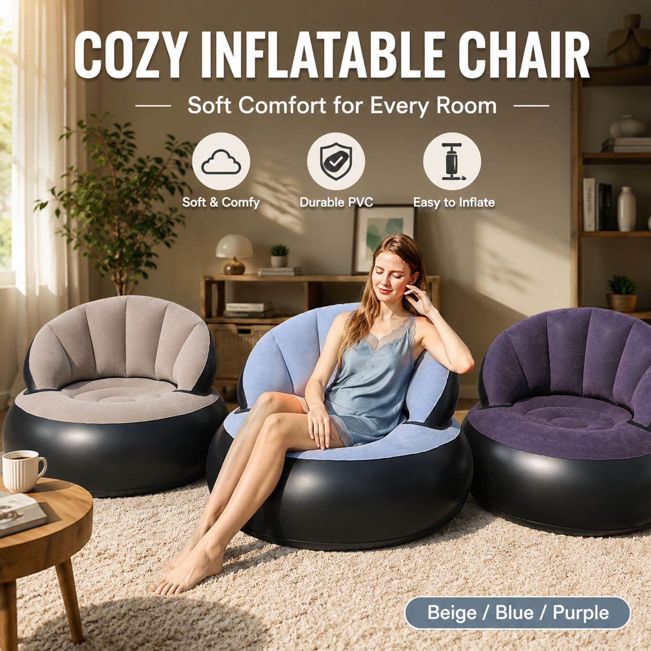 Outdoor Furniture Philippines - Inflatable Chair for Adults, Flocking Comfortable