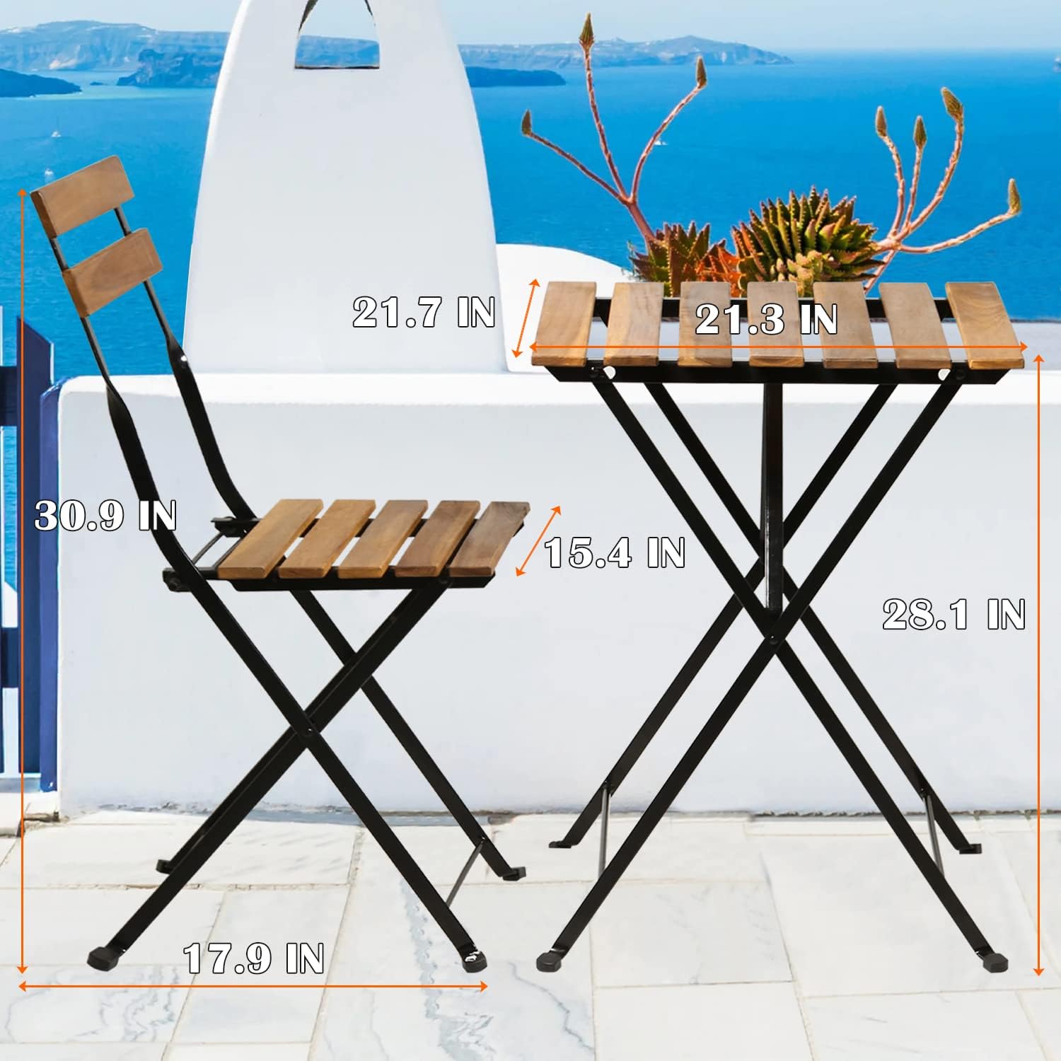 Natural wood 3-piece folding p - Outdoor Furniture Table recension och pris
