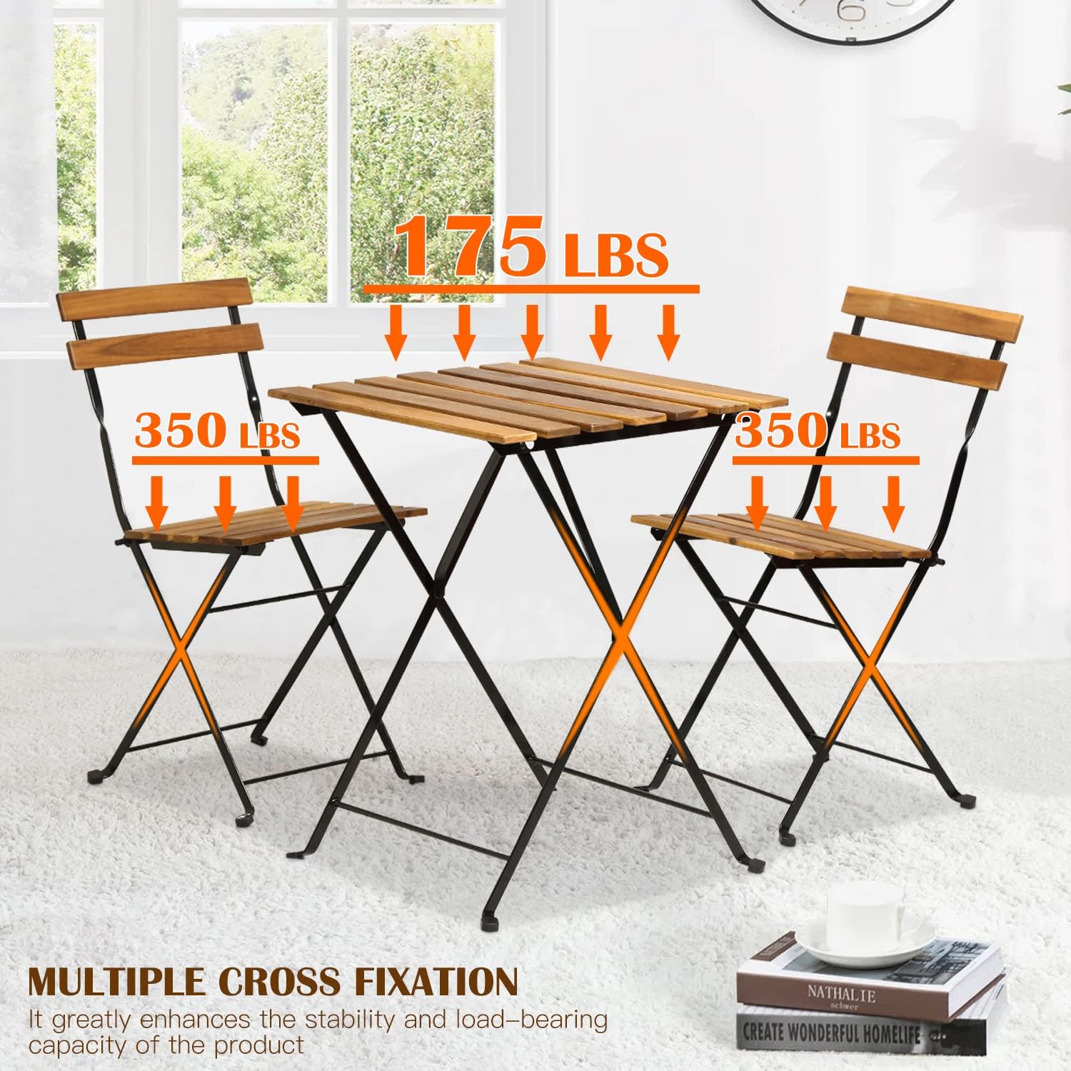 Natural wood 3-piece folding p - Outdoor Furniture Table recension och pris